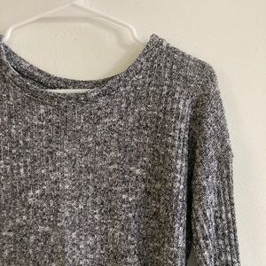 la hearts gray sweater with tie back